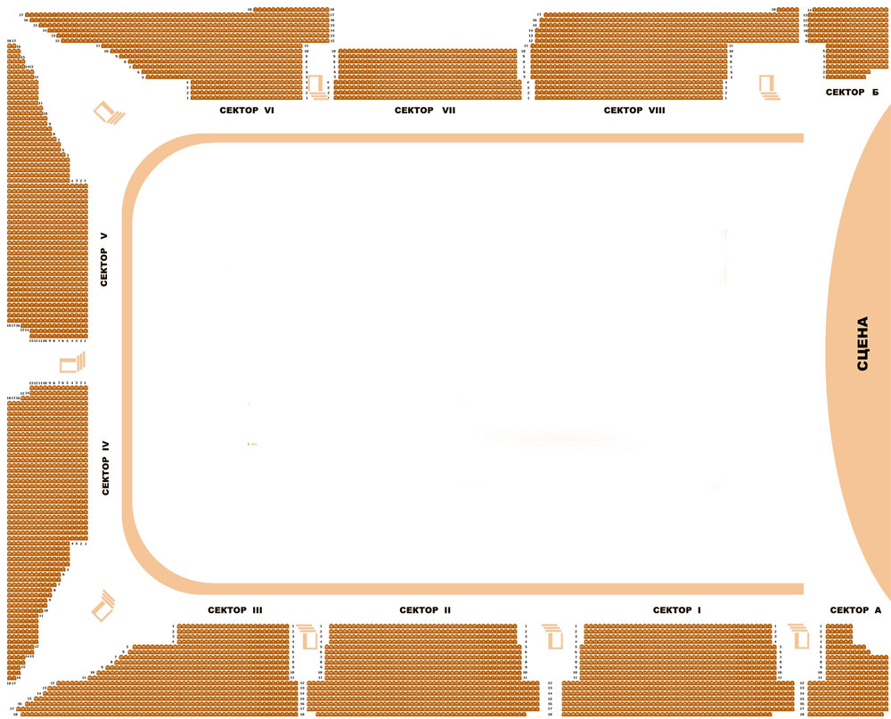 Схема зала Киевского Двореца Спорта